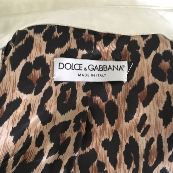 Dolce & Gabbana Cream Leather Biker Jacket